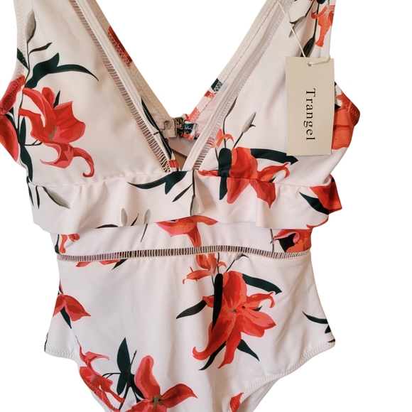 NWT Trangel Floral Ruffle One Piece, Size Small - Picture 2 of 8